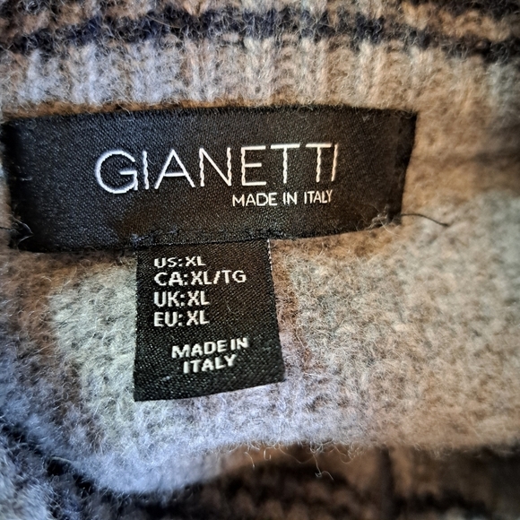 Gianetti Wool Nylon Blend Quarter Zip Pop Over Sweater Made in Italy Size XL - Picture 5 of 6